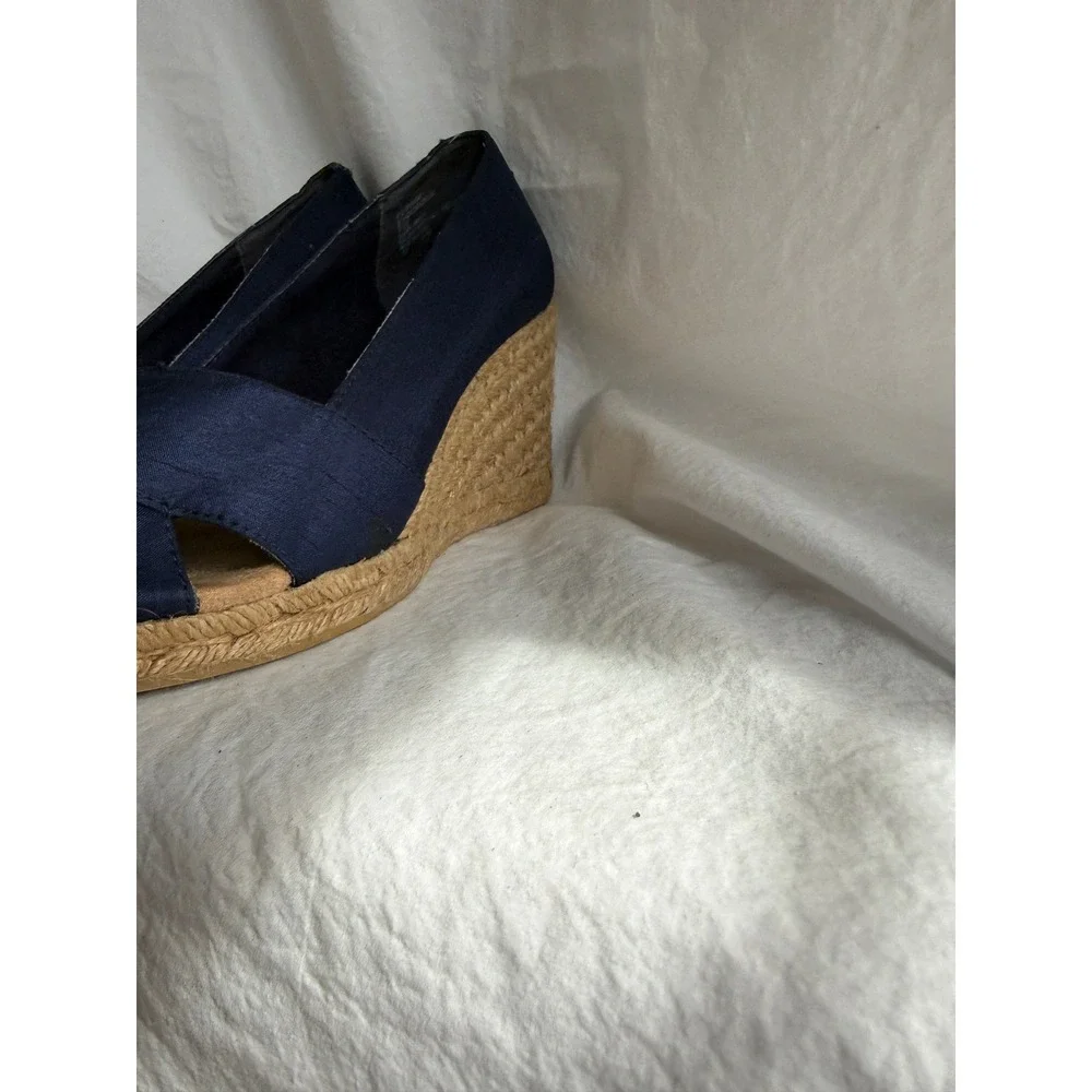 White Mountain Matador Navy Blue Espadrille Wedge Sandals Womens 8.5 M W14494Z